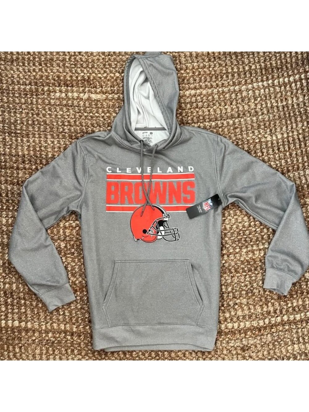 New Nike NFL Cleveland Browns Hoodie Sweatshirt Gray Red Helmet Medium